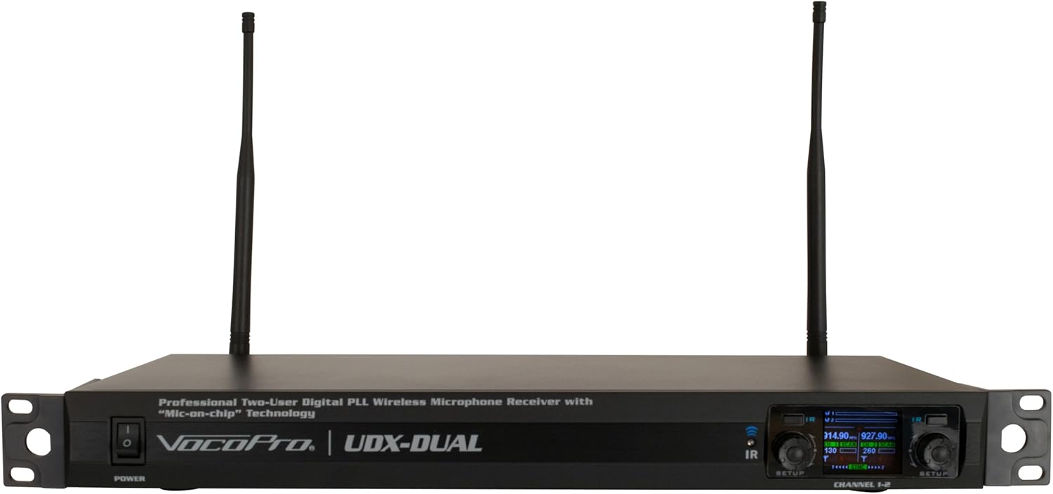 VocoPro Professional Two-User Digital PLL Wireless Microphone Receiver with “Mic-on-Chip” Technology