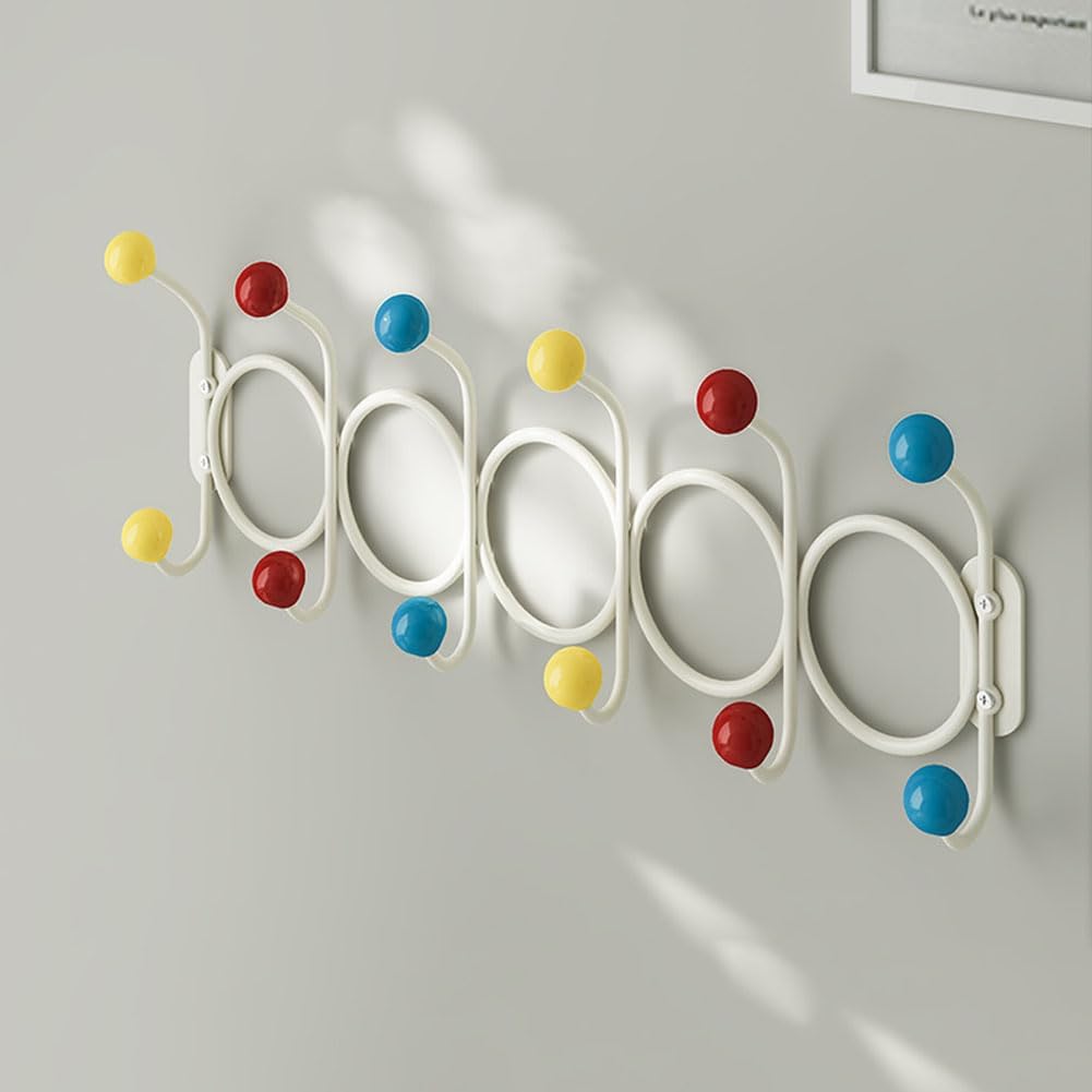 Wall Hanger with 12 Hooks, Coat Rack Wall Mount, Door Hooks, Corner Coat Hook, Towel Holde for Hanging Towel, Hats, Scarves, Umbrella and Keys (Multi-Color)