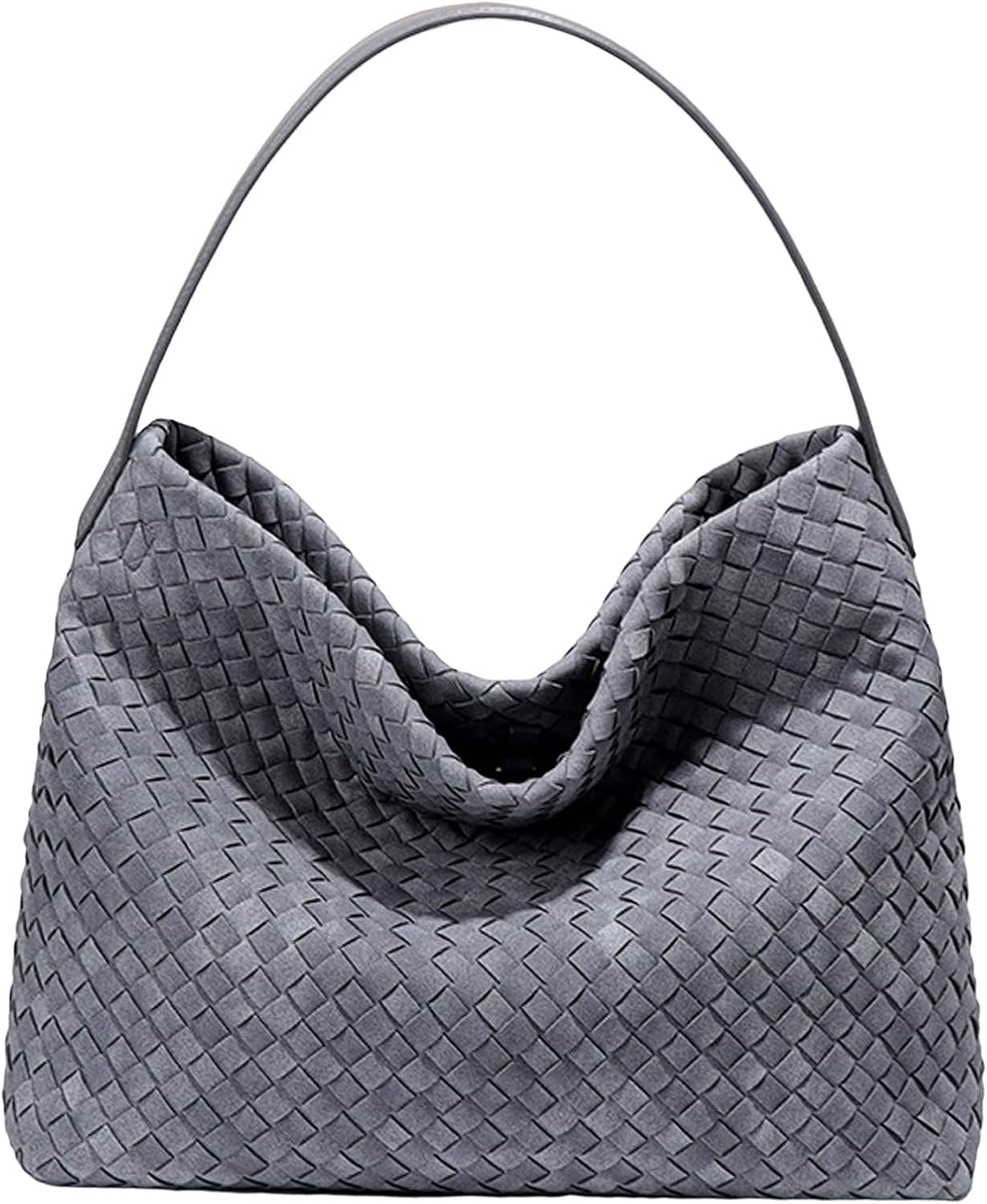 Woven Suede Shoulder Bag for Women Suede Hobo Bag Tote Elegant Handbag Satchel for Work Travel