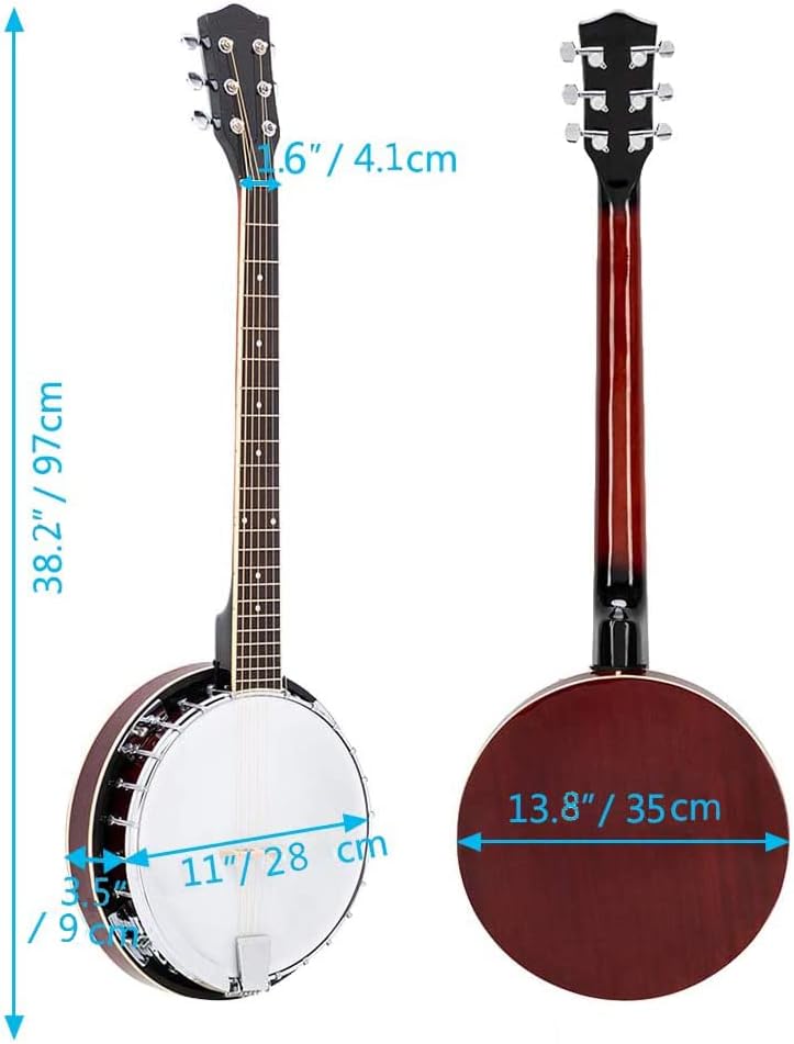 6-String Banjo 24 Bracket with Closed Solid Back and Geared 6th Tuner