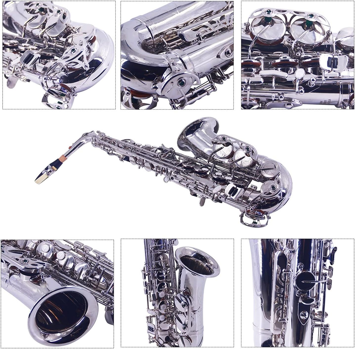 EB Alto Saxophone Sax Brass Plated Nickle 802 Key Type Instrument with Carrying Case Reed Student Saxophone
