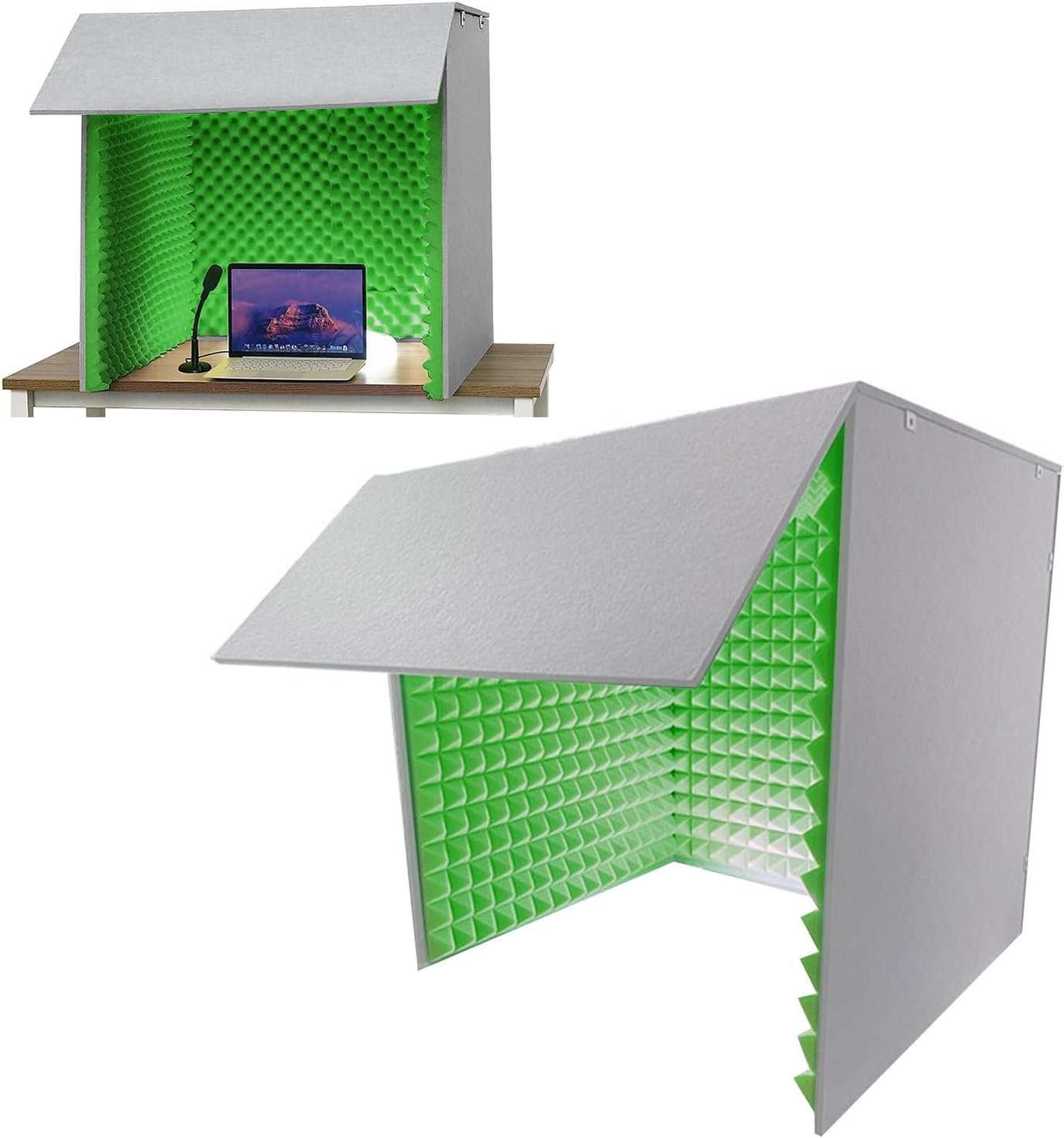 Desktop Soundproofing Enclosure, Portable Soundproofing Booth, Studio Sound Absorbing Foam, for Practice Room (Green)