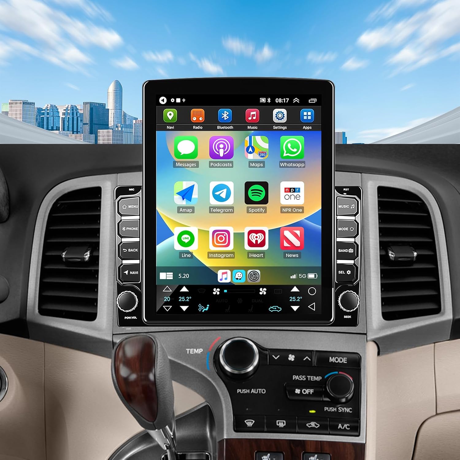 Car Stereo Radio for Toyota Venza 2008-2016 with Wireless Carplay & Android Auto,9.7 Inch Car Audio Receiver GPS Navigation Unit with Bluetooth Head Unit Backup Camera WiFi SWC- 2G+32G