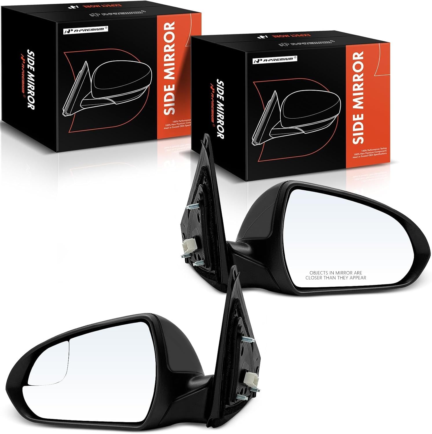 A-Premium Pair (2) Driver and Passenger Side Power Door Mirror - Compatible with Hyundai Elantra 2017 2018 2019 2020 - Non-Heated Manual Folding Black w/Blind Spot Glass (Left)