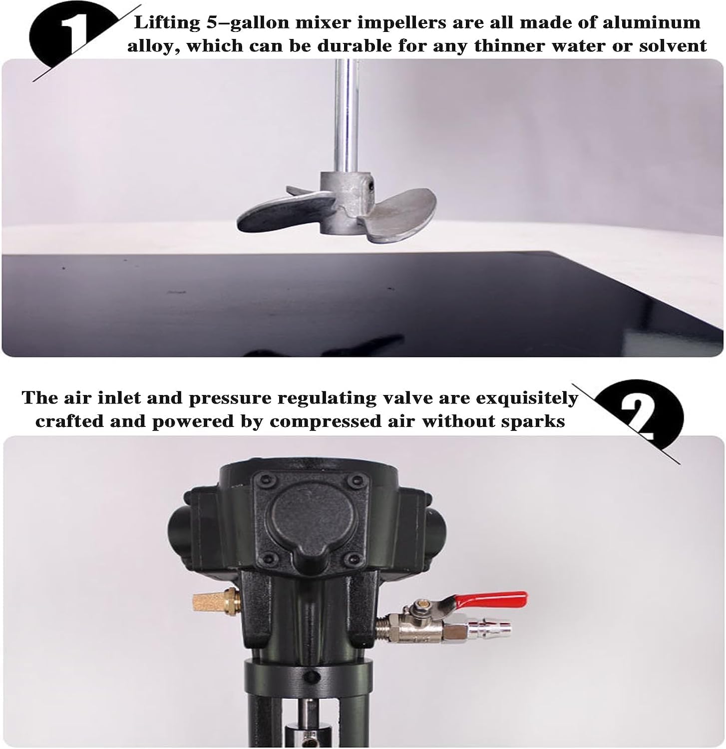 Pneumatic Paint Mixer Machine, 5 Gallon Platform Type Stirring Machine, Stainless Steel Air Mixer Machine, for Paint Coating Materials Viscous Liquid Ink Mix Tool(