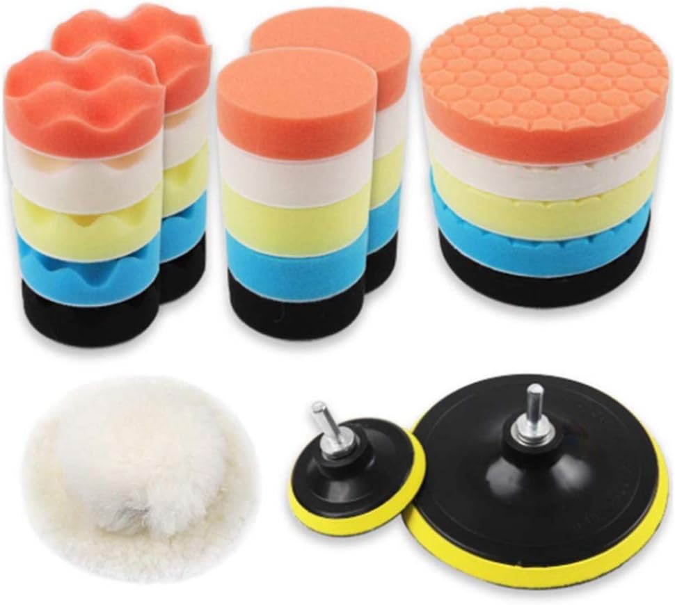 car polishing kit Car Waxing Polishing Disc with 31pcs Self-adhesive Sponge Wheel Wool Pad Polishing Disc 3 Inches 6 Inches for Car Polisher
