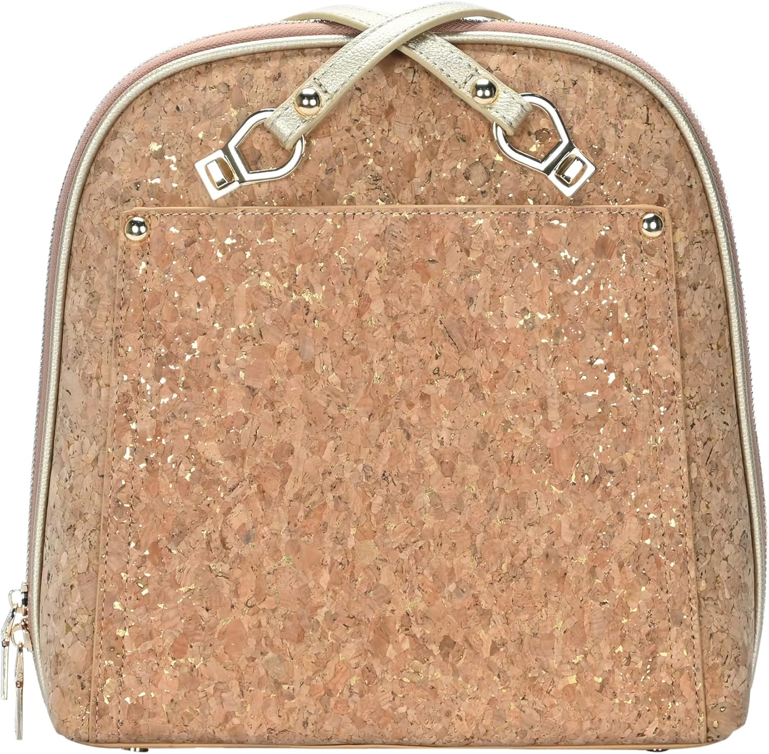 MMS Brands Miztique The Daisy Cork Convertible Backpack Purse for Women (Gold) | Cork Shoulder Strap Bag or Convertible Backpack | 10.5in x 4in x 11.5in |
