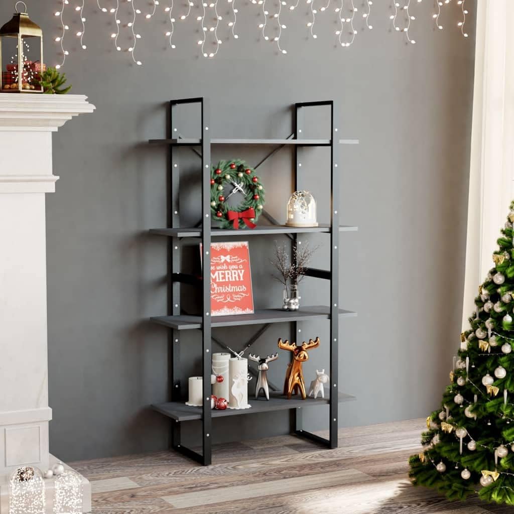 4-Tier Industrial Grey Bookcase 55.1