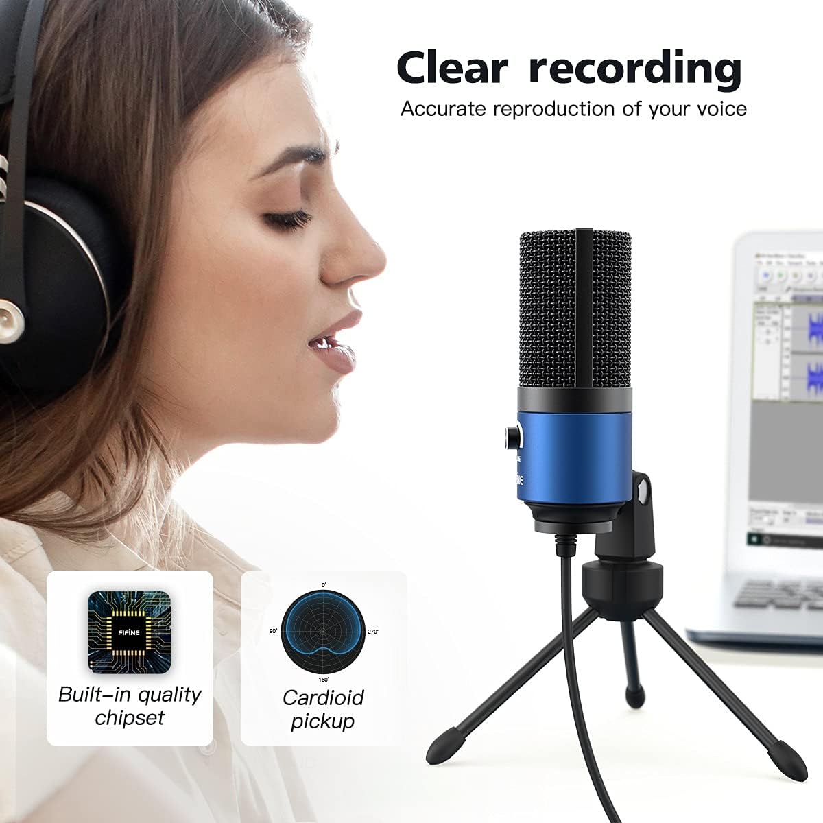 FIFINE External Microphone for Laptop and PS4 Headset, USB Computer Mic with Gain Control,Gaming Headset with 7.1 Surround Sound for Streaming Recording YouTube Video for Mac/PC/PS4/PS5 (K669L+H6)