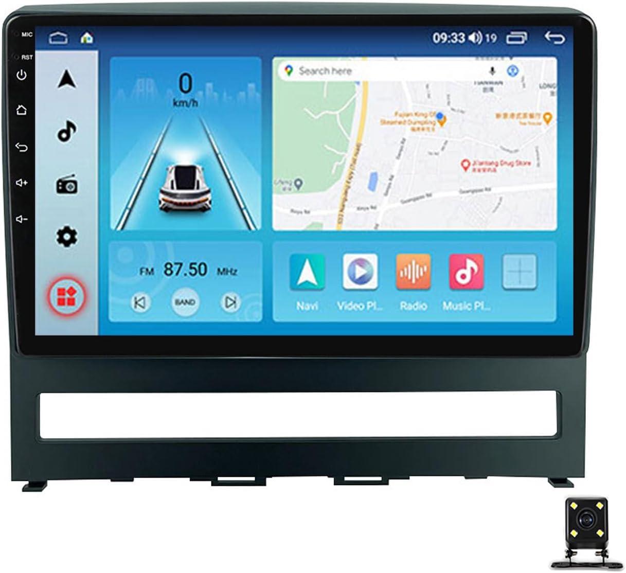 9 Inch Android Stereo Bluetooth Car Radio with Backup Camera Touchscreen MP5 Player for Fiat Perla 9 2009 Idea 2011 2014 Double DIN Car Stereo Support Carplay/Auto/Mirror Link/FM/USB/DSP