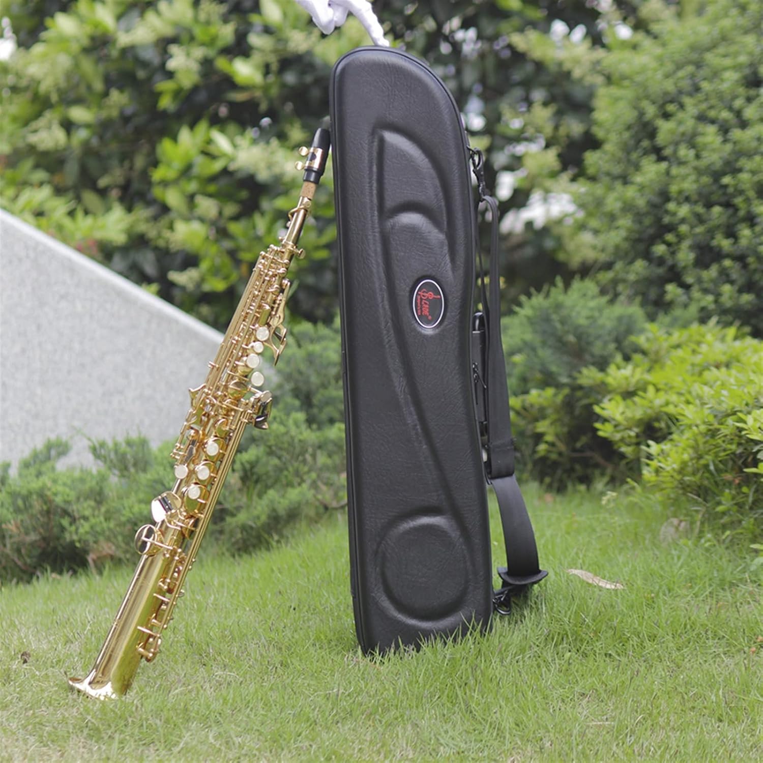 KESHUO Bb Saxophone Brass Gold Lacquer Straight Saxophone Sax Saxofon Woodwind Musical Instrument with Case Accessories Brass Sax Beginners Kit (Color : Golden Saxophone)