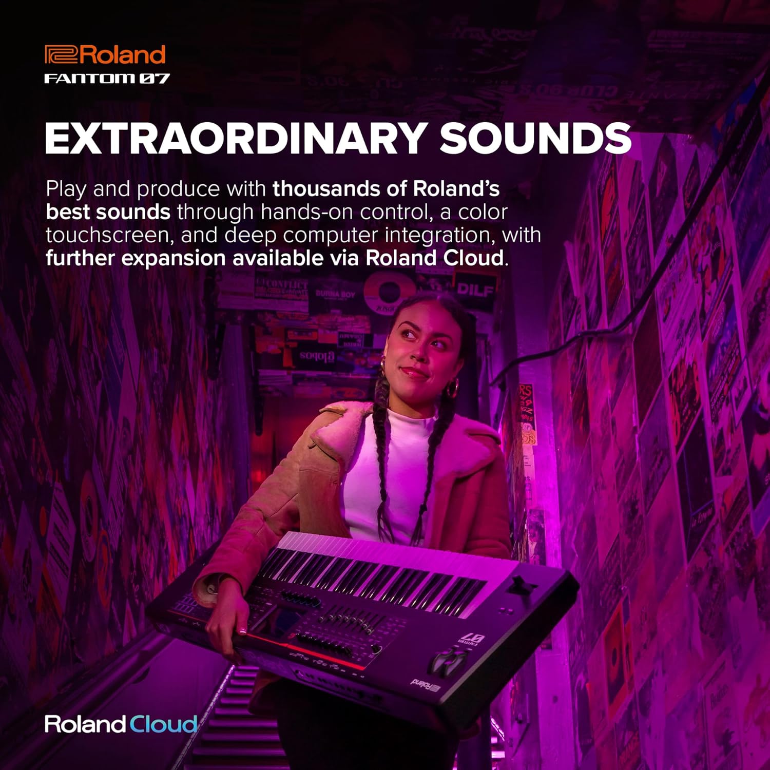 FANTOM-07 brings your creative world together,combining the sonic power and fluid workflow of the top-of-the-line FANTOM series in streamlined instruments that go everywhere your inspiration takes you