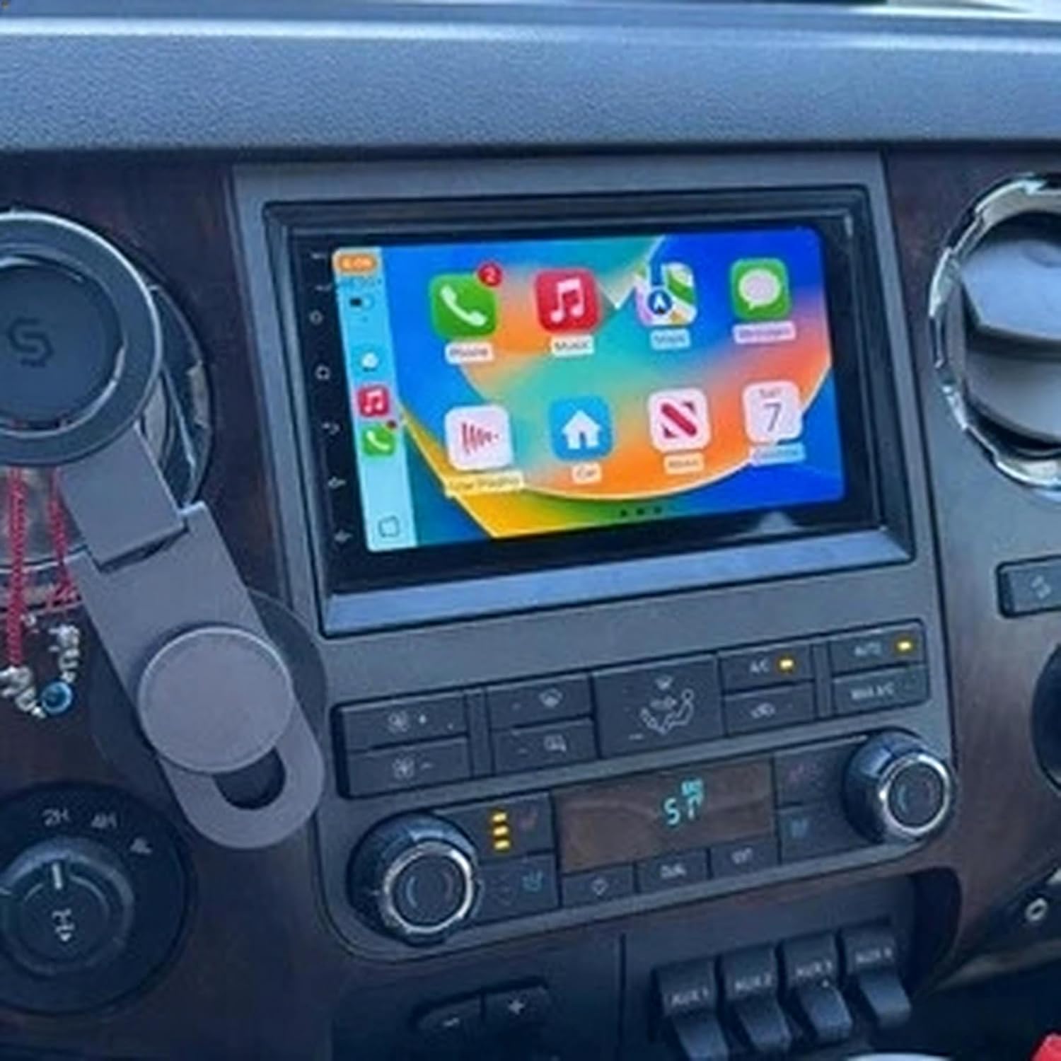 2+32G 7in Car Stereo for Ford F250 2004-2014 w/GPS Navigation with Carplay w/Android Auto Double Din Touchscreen Car Radio Receiver Backup Camera