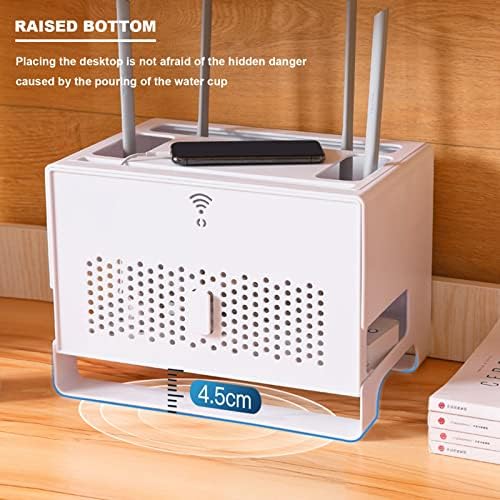 Router Storage Box,Wall Mount Floating Shelf WiFi Router Storage Box Decorative Storage Rack Cable Organizer Box Tv Accessories Stands (Color : B, Size : 31.5x21x23cm) (B 31.5x21x23cm)