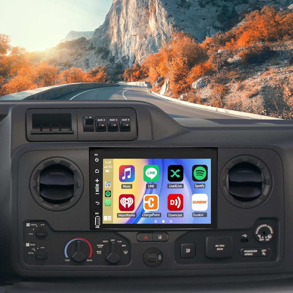 Android 13 Double Din Car Stereo Radio for Ford E250 E350 Super Duty 2009-2014 with CarPlay Android Auto 7 inch IPS Touchscreen Car Radio with Bluetooth FM/RDS WiFi SWC + AHD Backup Camera Microphone