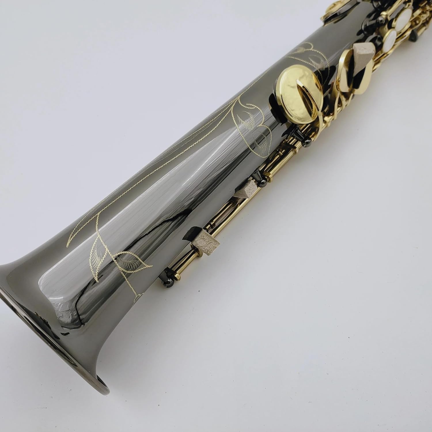 Treble Saxophone B Flat Black Nickel-Plated Woodwind Instrument With Gold Keys Case Mouthpiece (Color : Lavender)