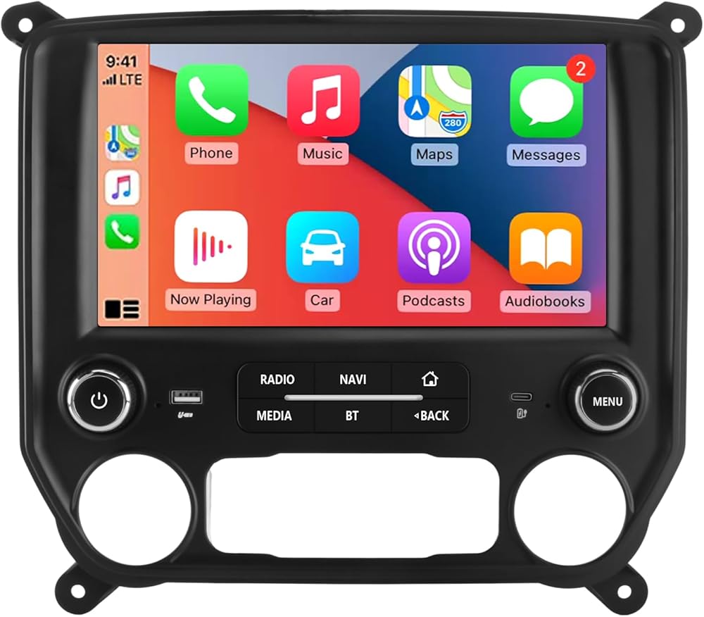Junsun Android 13 Car Radio Stereo for Chevy Silverado GMC Sierra 2014-2018 with Wireless CarPlay Android Auto Bluetooth