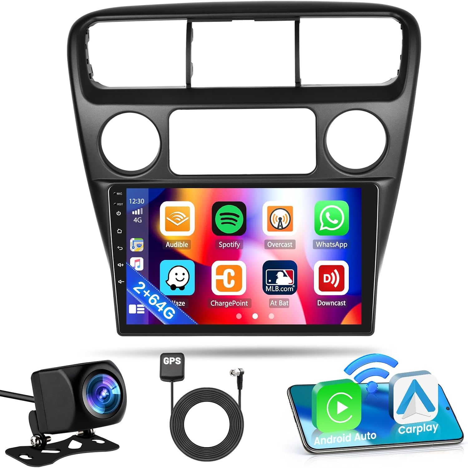 [2G+64G] Android 15 Car Radio for Honda Accord 6th 1998-2004 with Wireless Carplay/Android Auto, 9 Inch HD Touchscreen Car Stereo with GPS WiFi Bluetooth FM/RDS SWC Backup Camera MIC