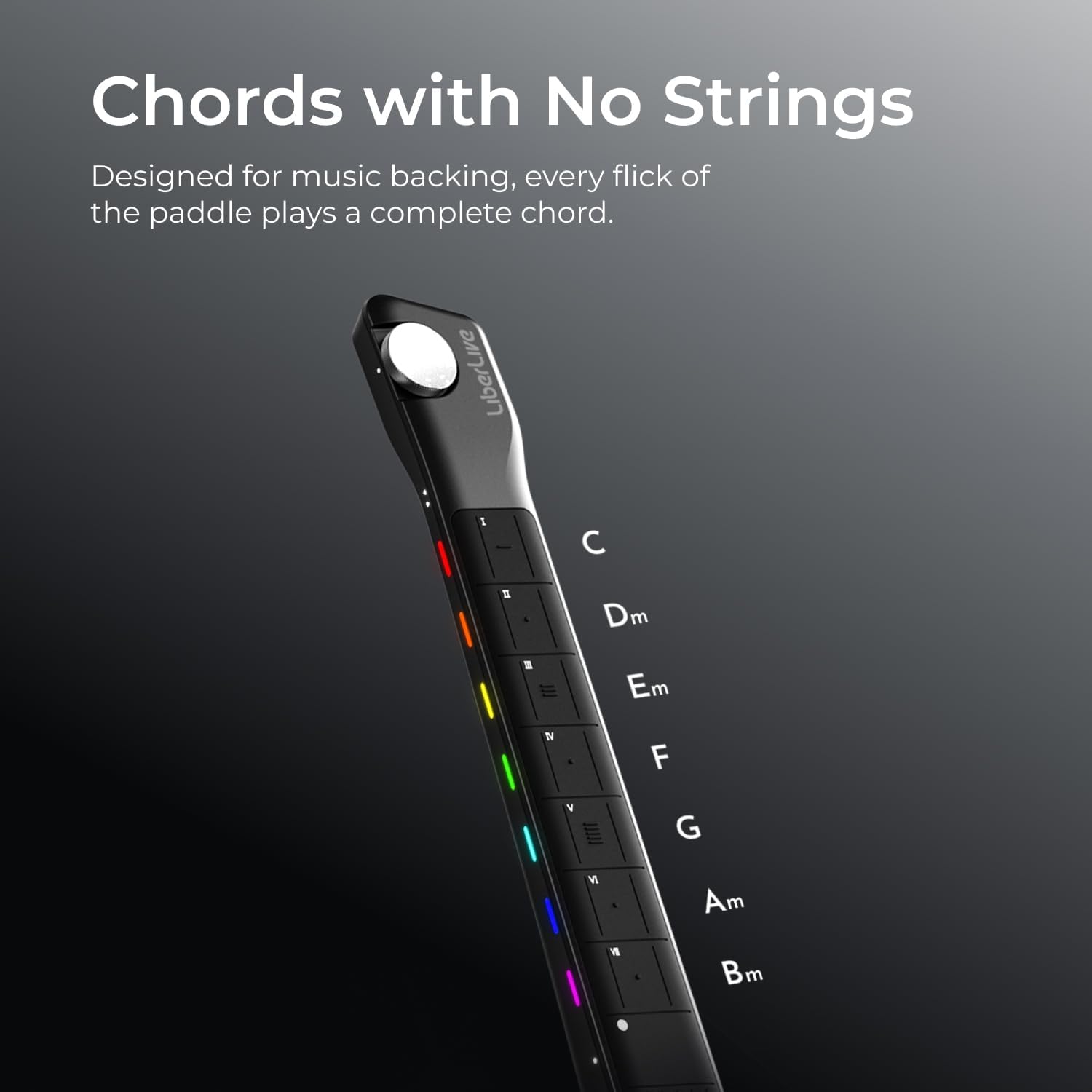 C1 Stringless Smart Guitar, Foldable Travel Backing Guitarra, Chord Generator, App Interactive Chord Sheets, Built-in Drum Machine & Bassline for One-Man Band, For Adults & Teens (Black)