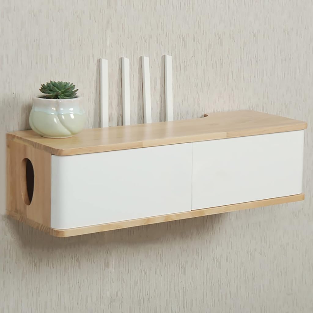 Corner Ledge Wall Shelf,Router Storage Box WiFi Router Box,WiFi Router Shelf Wall Mount Bracket TV Box Set-Top Box,Floating Shelf for TV Components,WiFi Router Storage Cabinet Wire Socket Or