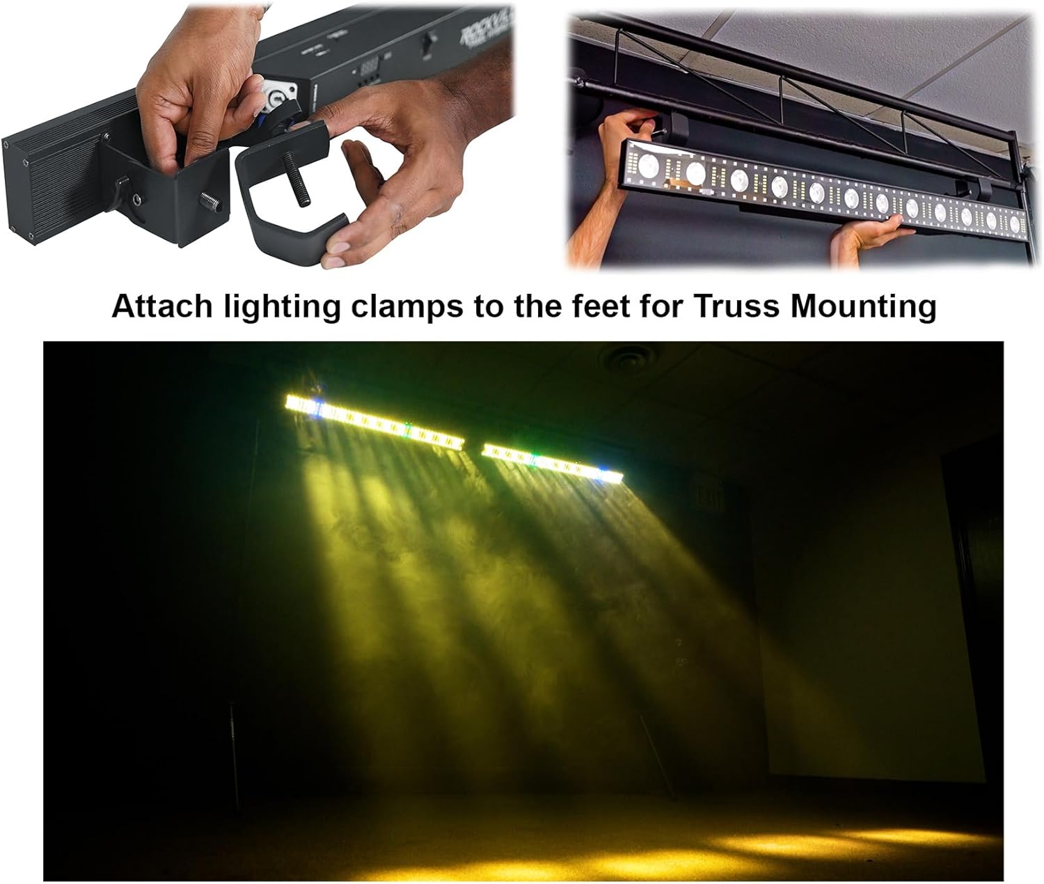 Rockville Pixel Hybrid Bar 90W Light Strip Wash/Strobe/Blinder, Battery-Powered, Wireless DMX, RGB Effects, Perfect for DJs and Stage Performers