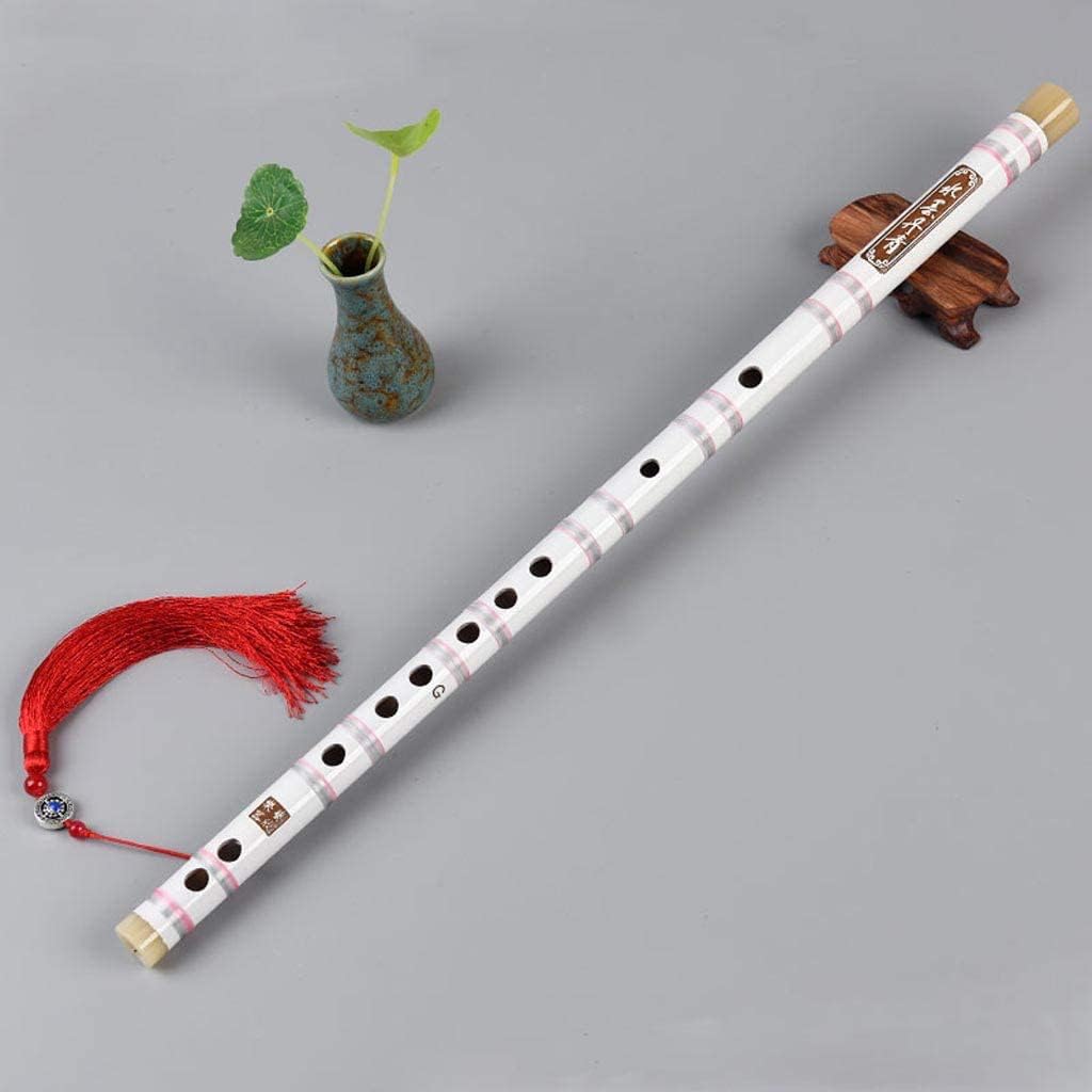 Flute Woodwind Flutes Classical Bamboo Flute Musical Instrument Chinese Traditional Dizi Transversal Flauta for Beginner (White G Tone)