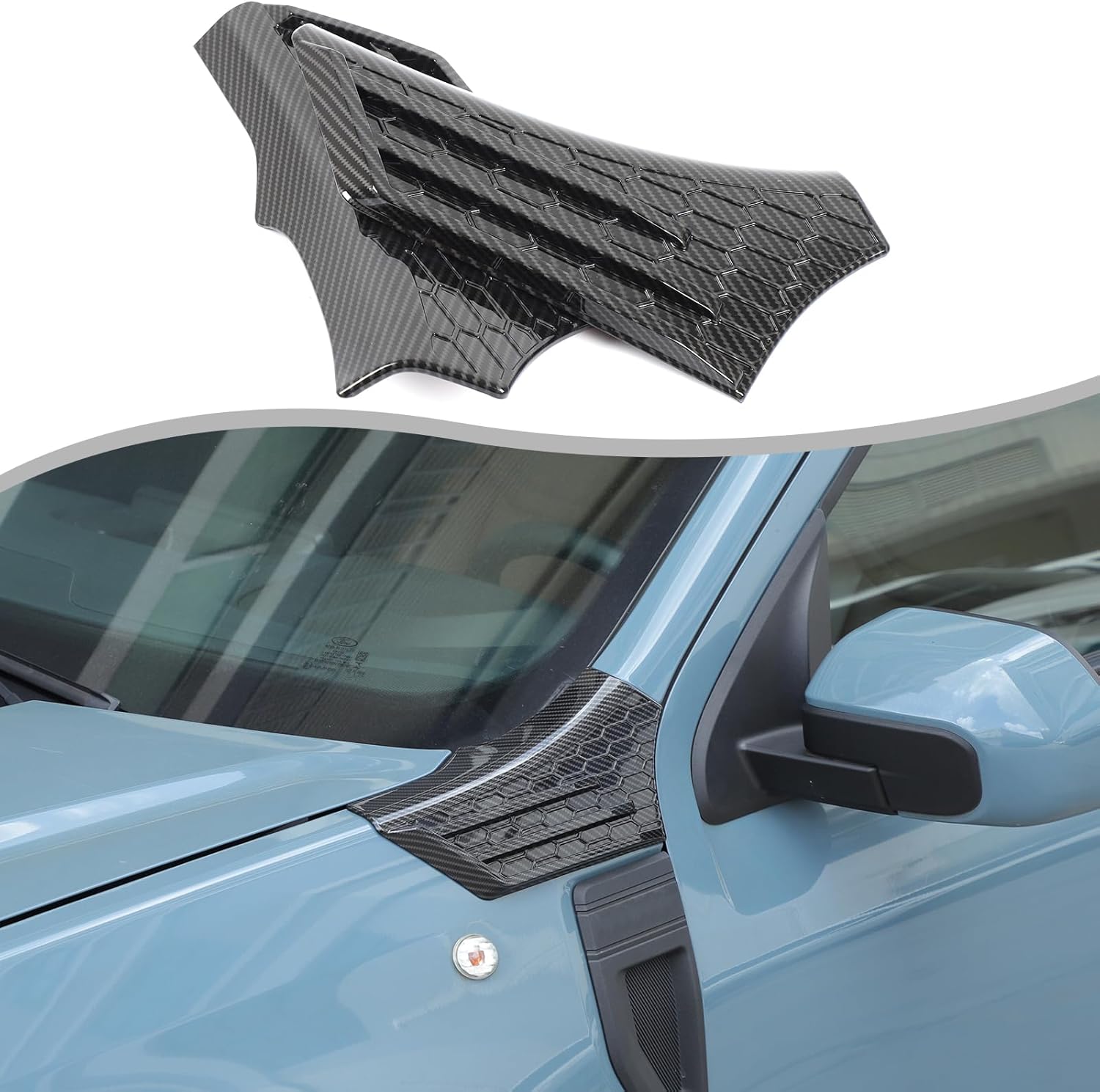 Car Hood Fender Vent Decorative Cover Trim Compatible with Ford Maverick 2022-2025 Front Hood Side Cowl Body Armor Outer Cowl Covers Side Corner Guards Accessories (Carbon Fiber)