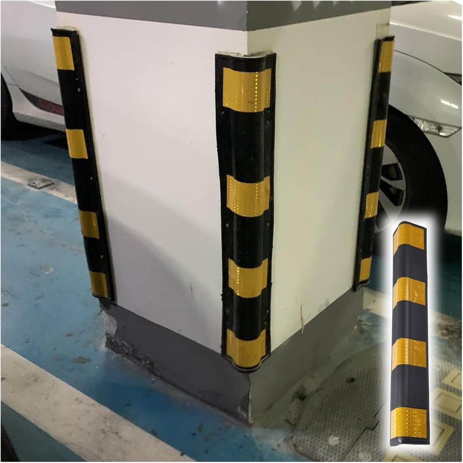 Rubber Corner Protector Car Parking Protector Wall Corner Guard for Parking Garages,Anti-Scratch Workshops Rubber Protector(15pcs-120cm)