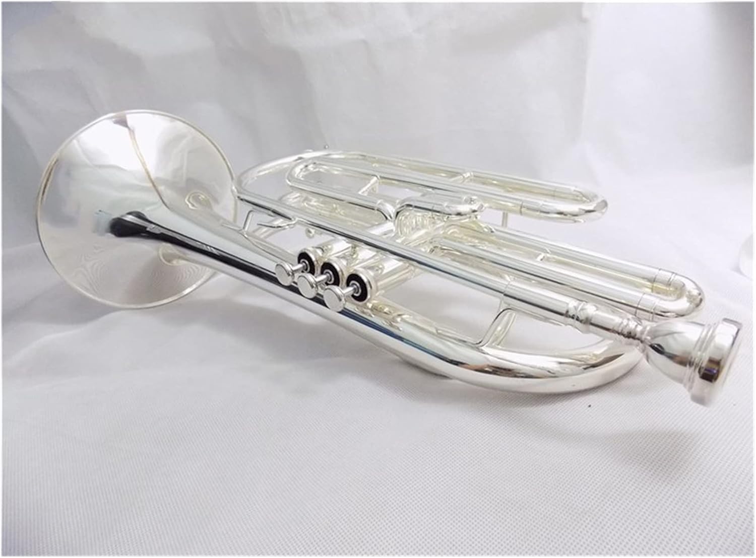 FLFL Student Trumpet Bb Key Marching Trombone Lacquer Silver Plated with Case Mouthpiece Brass Musical Instruments (Color : Silver Plated)