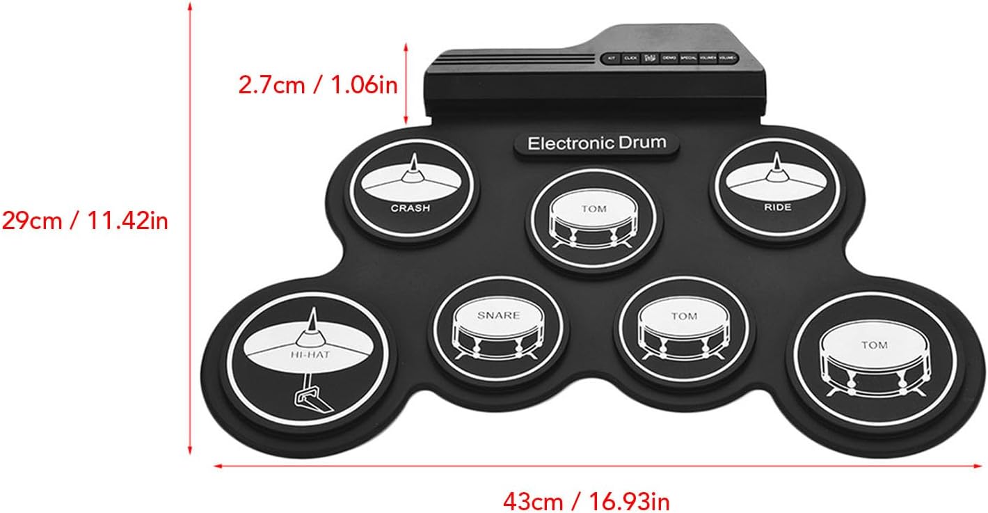 Portable Drum Pad Machine with Pedal Controlled Cymbals, a USB Electronic Drum Pad with Dual Output for Headphones and Speakers for Hand Foot Coordination
