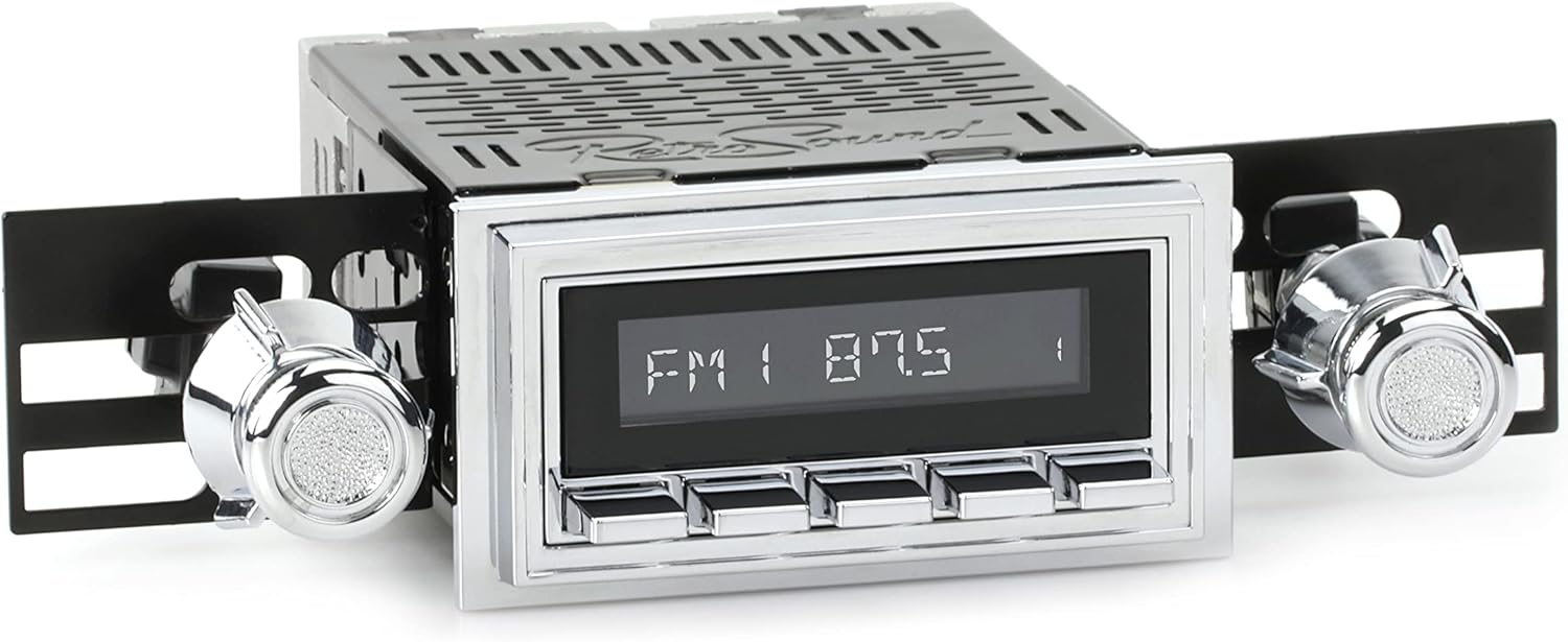 RetroSound HC-126-05-75 Hermosa Direct-Fit Radio for Classic Vehicles (Chrome Face and Buttons, Chrome Bezel)