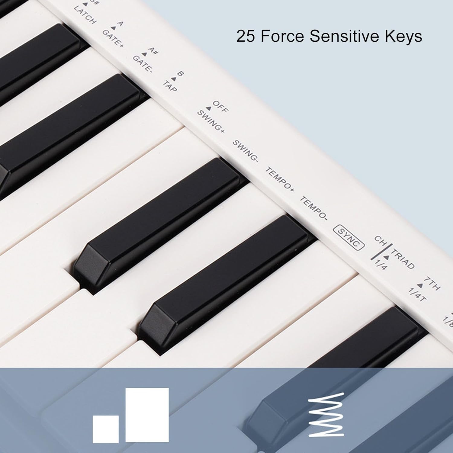 MIDI Keyboard Controller, 25 Sensitive Keys Connection Smart MIDI Keyboard Controller for Music Production
