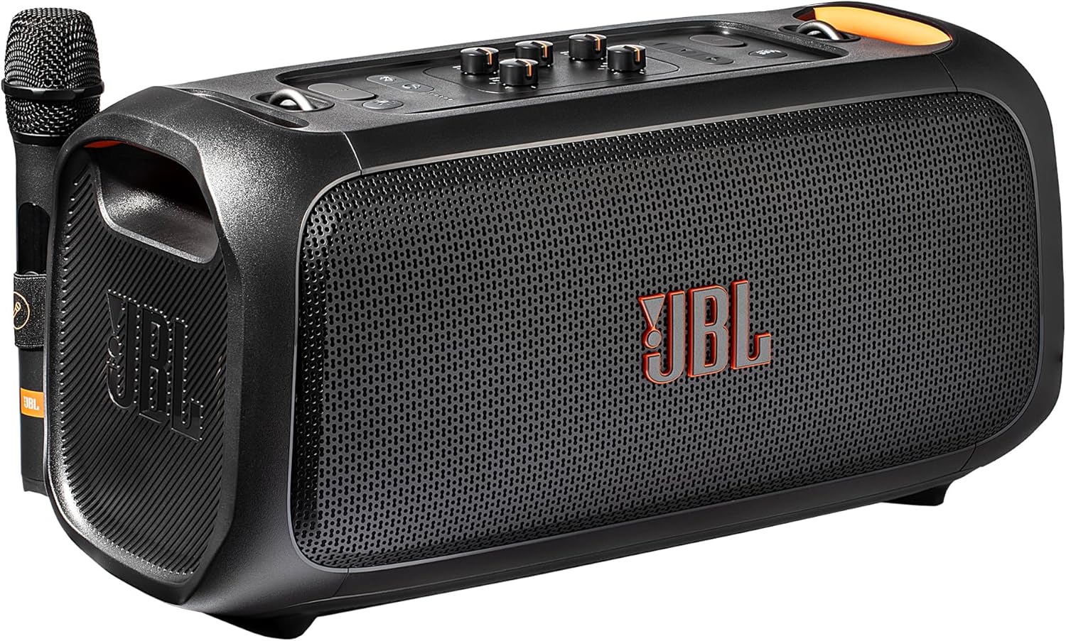 JBL Party On-The-Go Bluetooth Speaker with Mic | 100W Pro Sound, Dynamic Light Show, IPX4 Splashproof, 6-Hour Battery Wireless Karaoke Machine for Outdoor Events Bundle