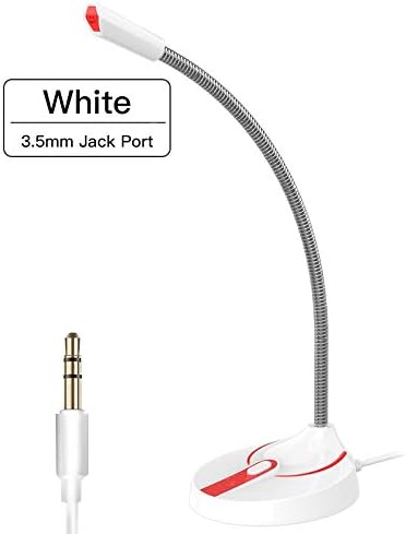 Mini Microphone Studio Speech Speakers 3.5mm Jack Plug Wired Microphones for PC Computer Laptop Notebook Loud Speaker (Color : Black) (White)