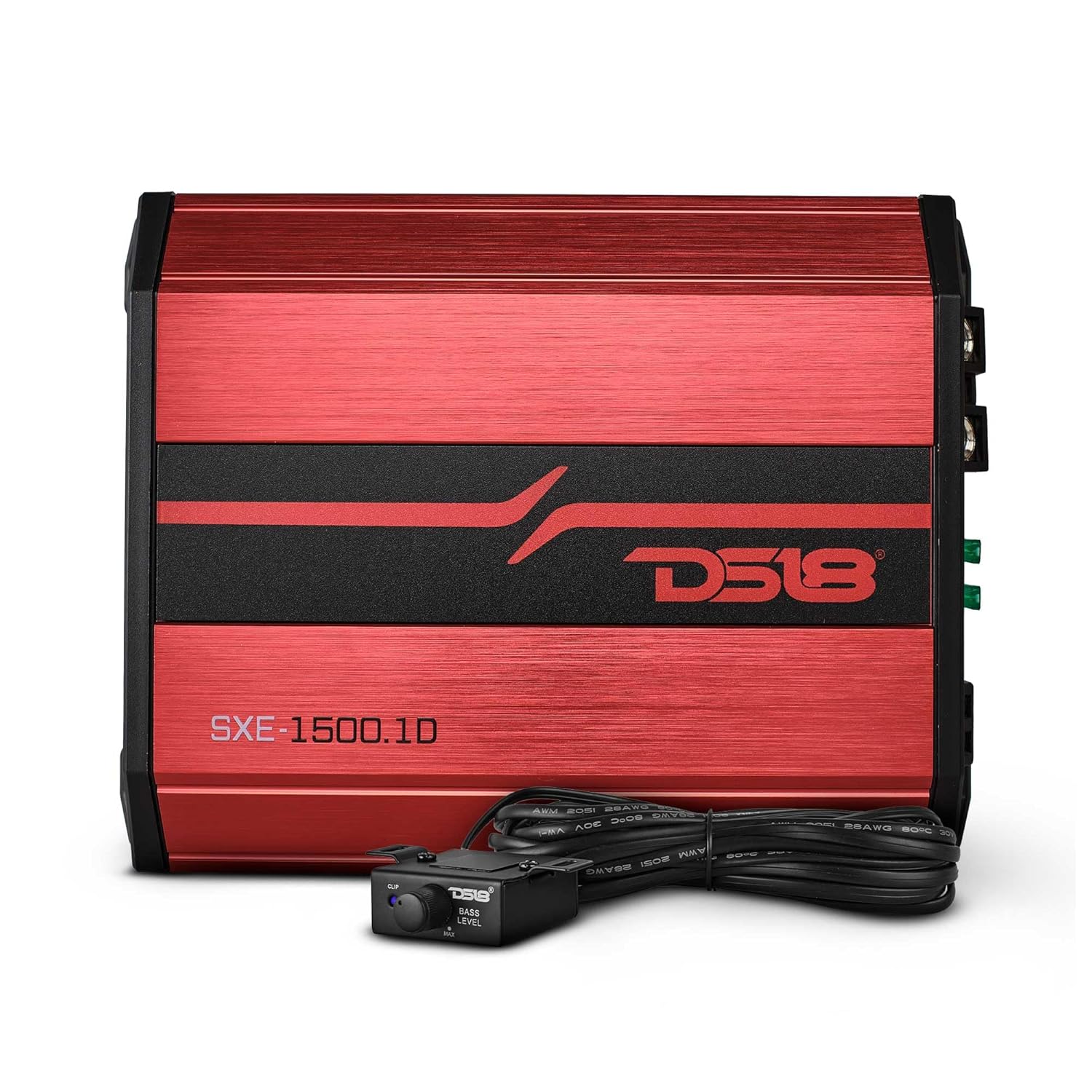 DS18 SXE-1500.1D SXE Class D Monoblock Car Amplifier 1 x 500 Watts RMS @ 1 Ohm 1500 Watts - Compact Amplifier with Remote Subwoofer Level Control (Red)