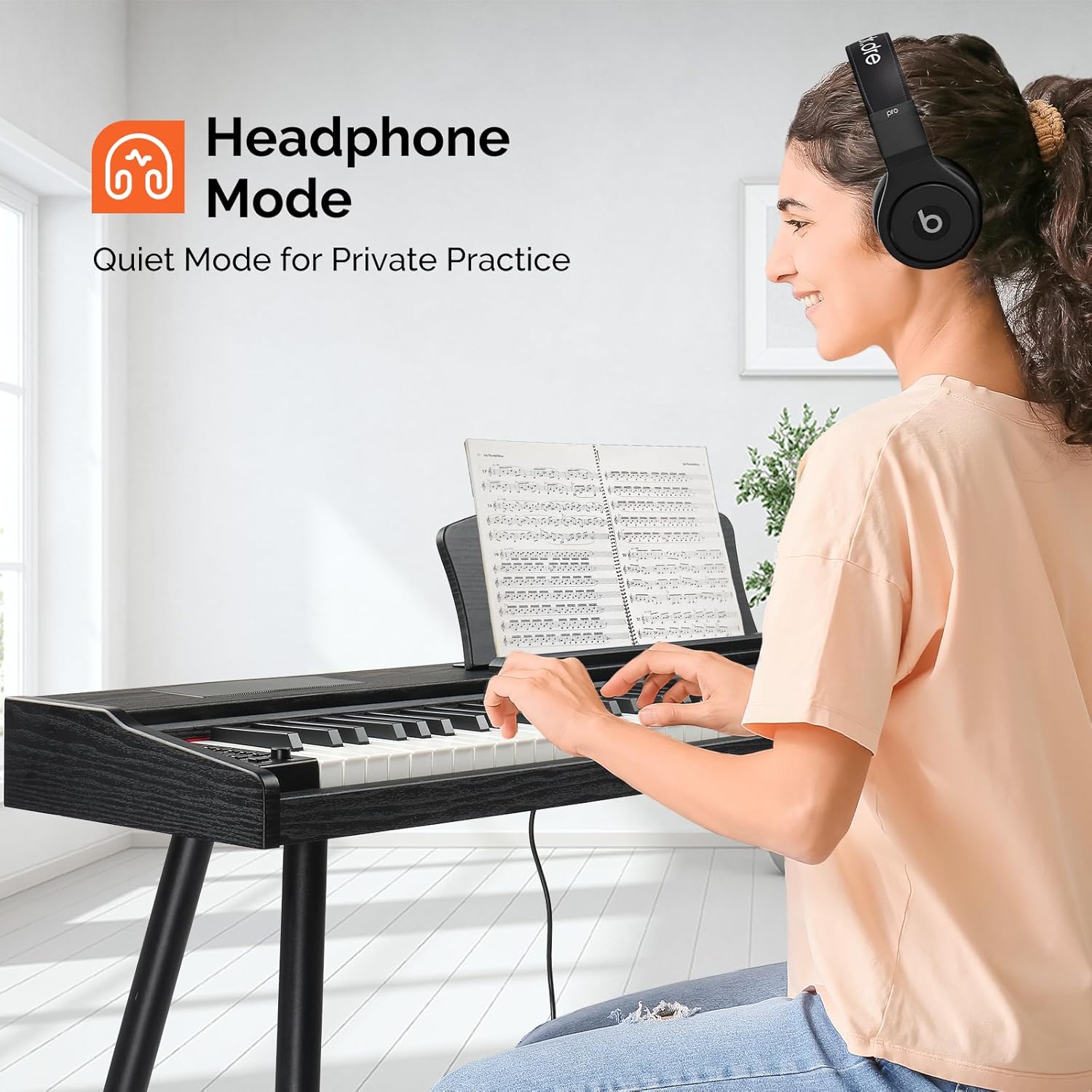 GLARRY Digital Piano Keyboard with Stand, Portable 88 keys Semi-Weighted Electric Piano with Pedal for Beginner, Bluetooth, Triple Pedals, Power Supply, 2 Speakers (Black)