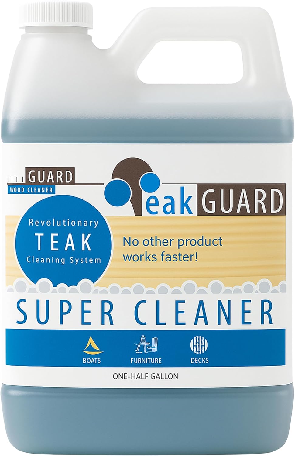 Super Cleaner, Pre-Finish Teak Cleaner and Brightener, Water-Based, Oil-Free Restorer and Protectant, Safe & Easy To Use Teak Brightener, Deep Cleanser for Outdoor & Indoor Wood Furniture, 64 oz