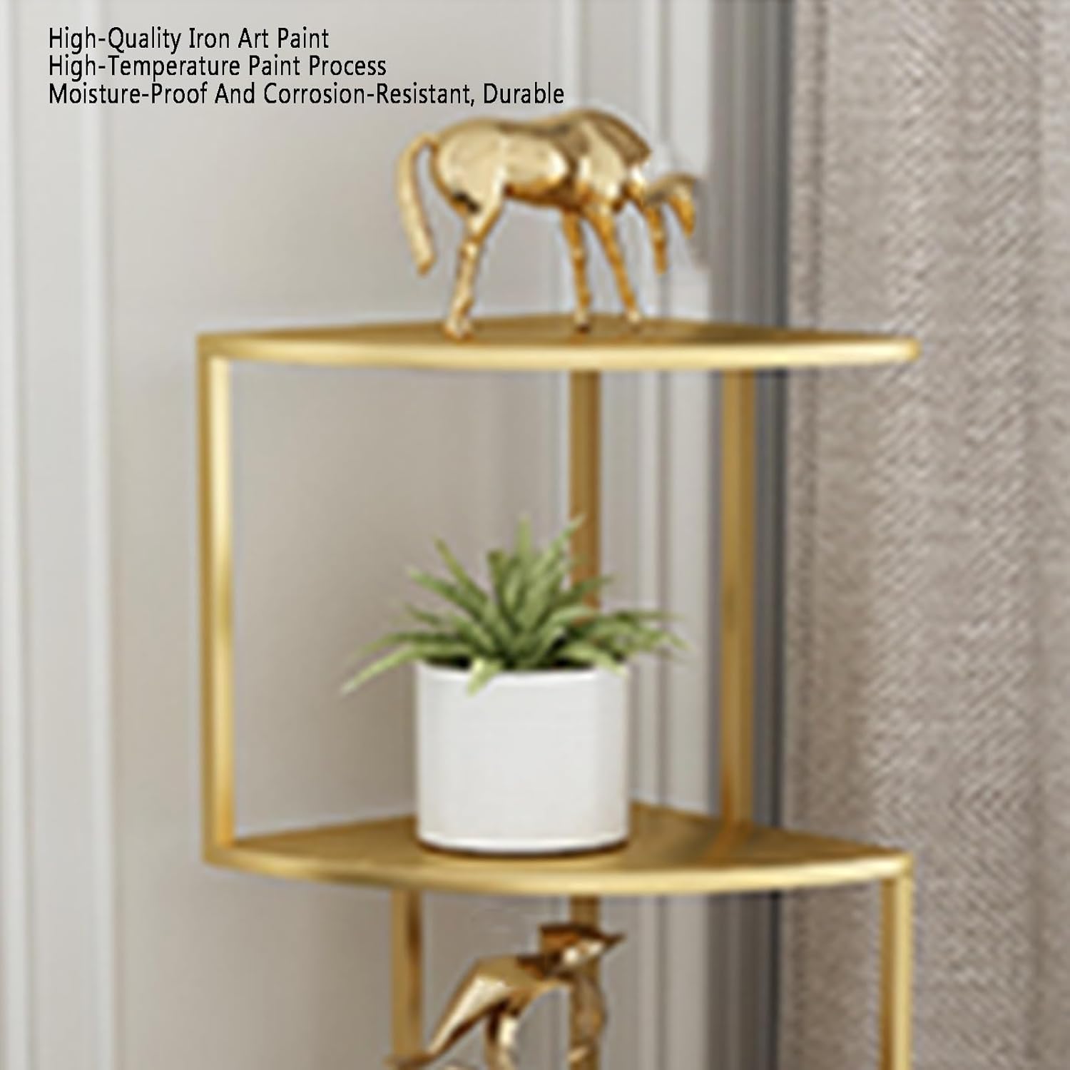 Industrial Bookshelf,Corner Bookcase,Multi-Layer Storage Rack,inch Tall Corner Shelf, Suitable for Small Space, Office(Black, Gold, White)(Gold,3tier) (White 3tier)