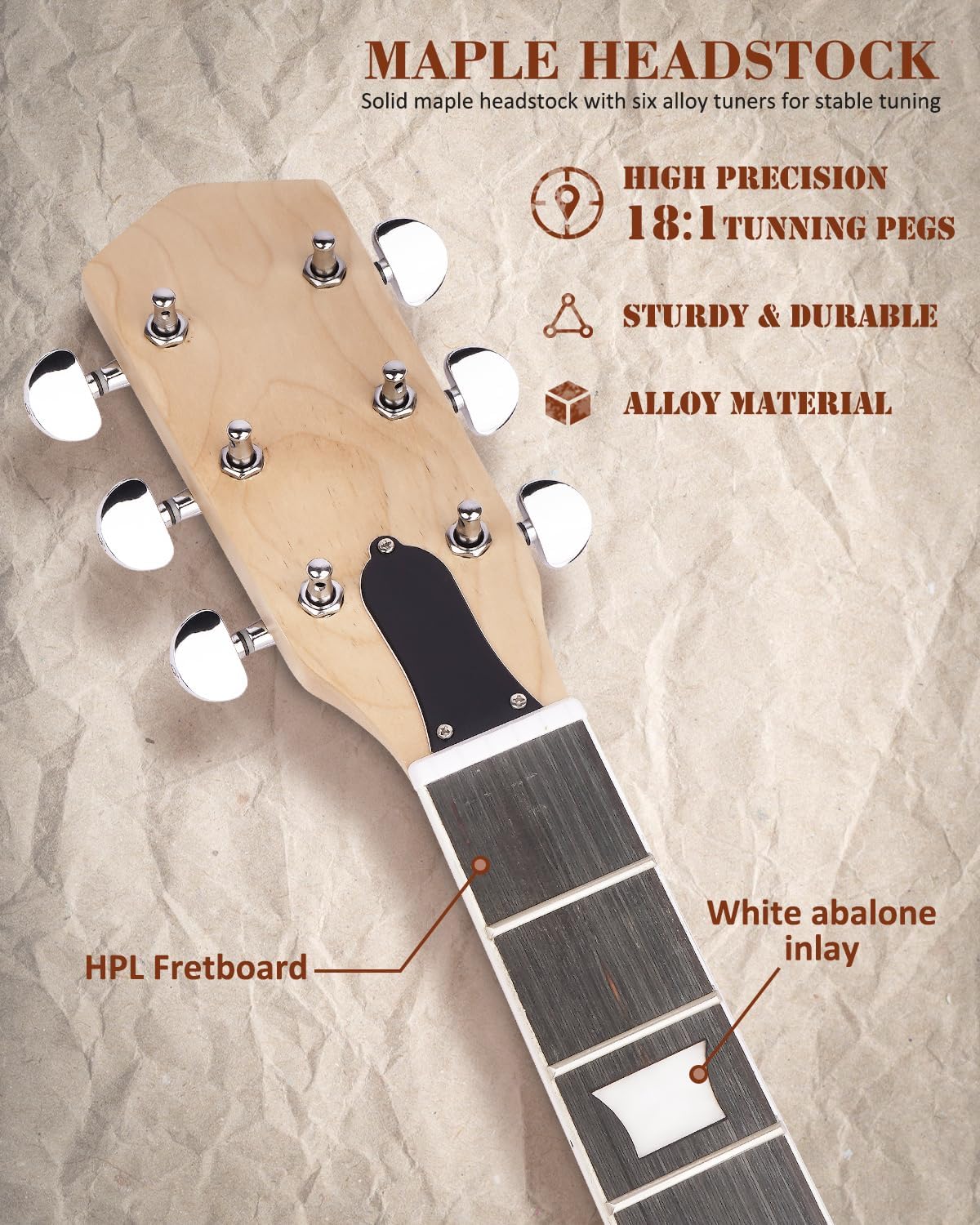 STRICH DIY Electric Guitar Kit, LP Style Mahogany Body & Maple Neck Guitar with HH Pickups, Easy to Assemble Kit with All Parts Included – Build Your Own Electric Guitar SLP-D30