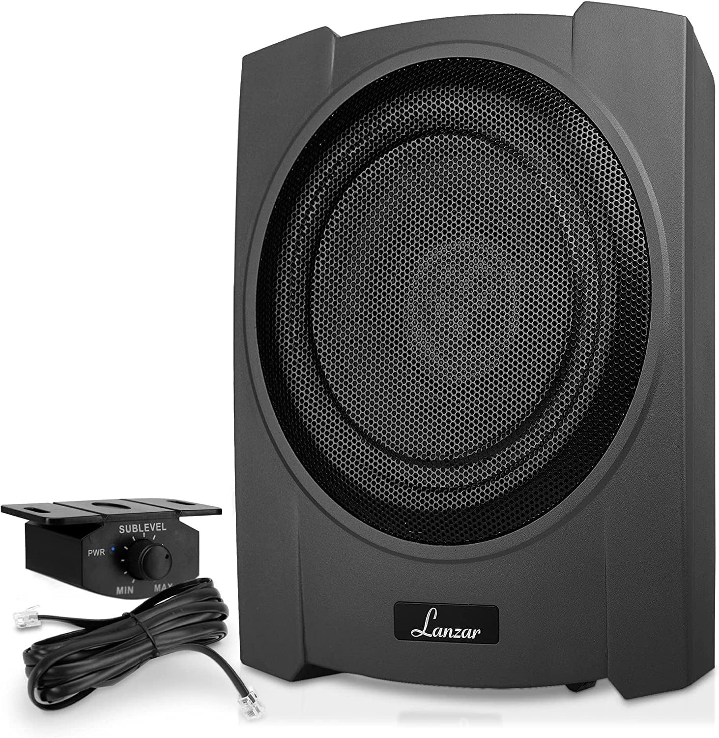 Pyle 10-Inch Low-Profile Amplified Subwoofer System- 900 W Compact Enclosed Underseat Car Audio Subwoofer w Built in Amp