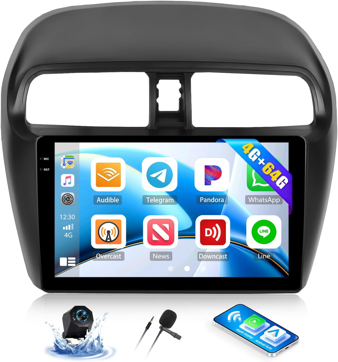 4+64G Android 15 Car Stereo for Mitsubishi Mirage 2012-2016 with Wireless Carplay Android Auto 9