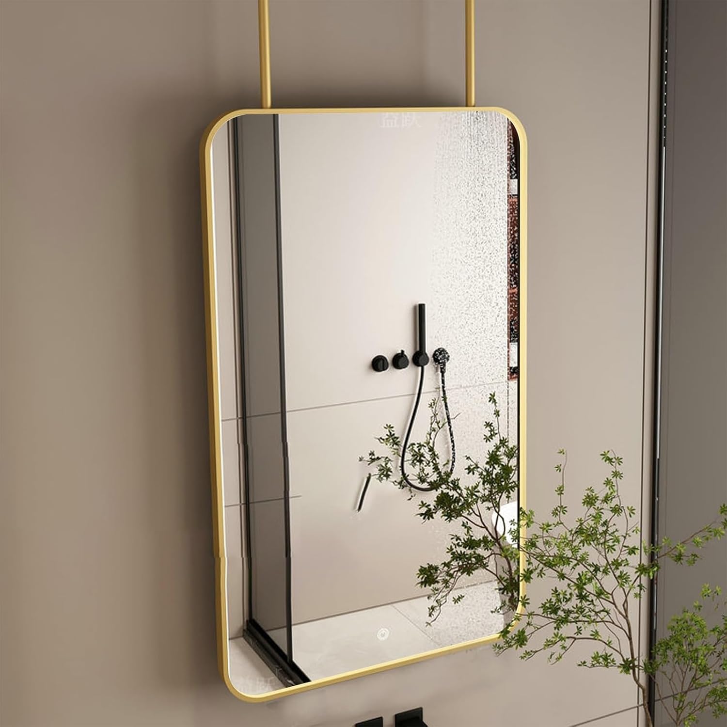 Ceiling Mounted Bathroom Mirror Mount Mirrors Square Mirror For Ceiling Hanging Rod Corner Mirror Wall Mount Pivot Big Decor Ceil Metal Pole Ceiling Suspended Mirror For Bedroom Entryway Bathrooms(Mir