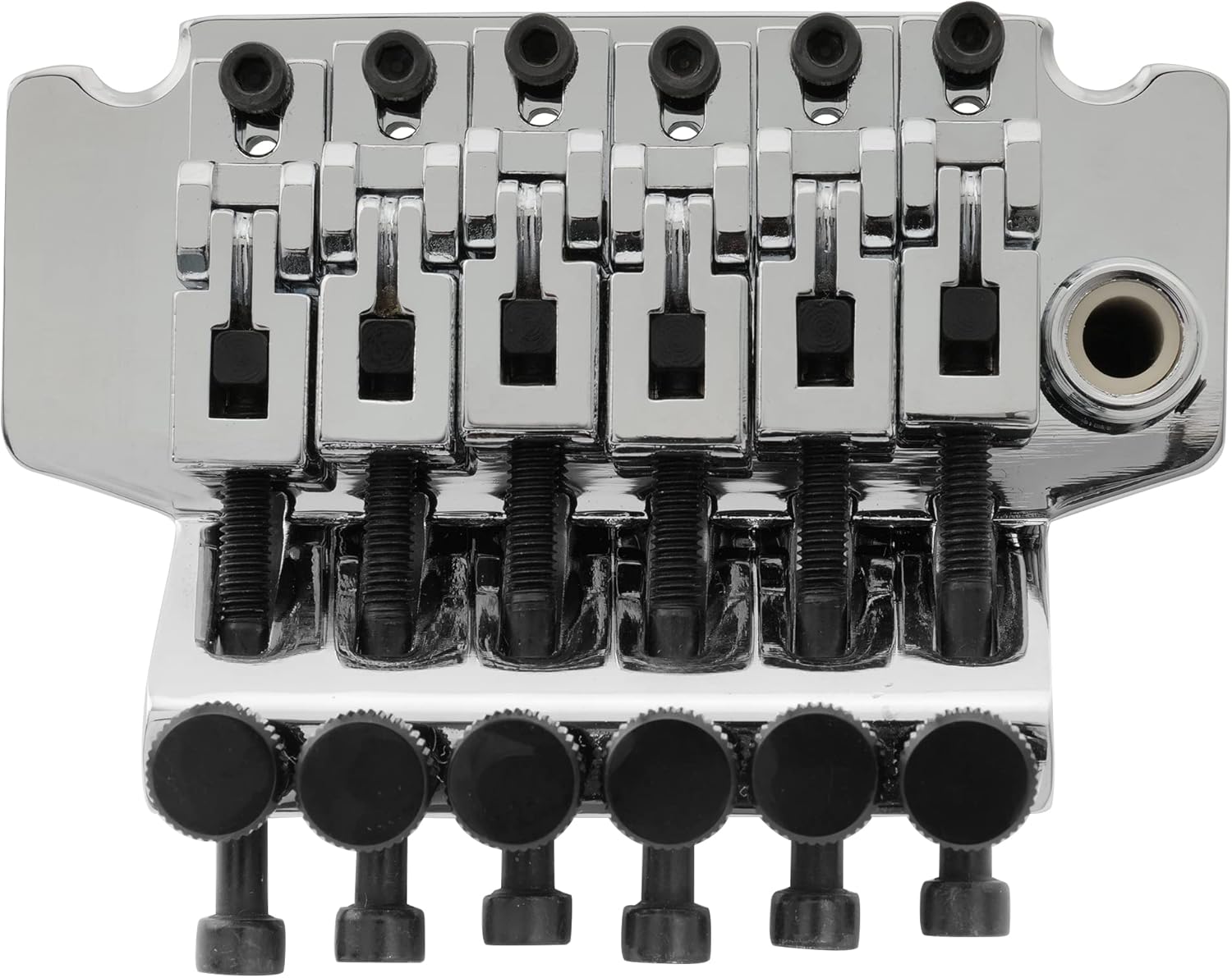 Musiclily Pro 54mm (2-1/8 inch) Double Locking Tremolo Bridge with 34mm Full Solid Brass Block for Floyd Rose Style Electric Guitar, Chrome