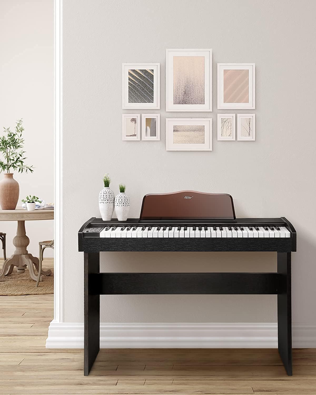 Keyboard Piano, Eastar 61 Key Keyboard for Beginners/Professional, Full Size Electric Piano, Classic Wooden Digital Keyboard with Sustain Pedal & Music Stand, Supports MP3/USB/Audio/Mic/Headphones