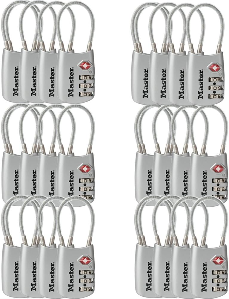 Master Lock 4688DSLV TSA Cable Luggage Accepted Silver, 24-Pack, Piece