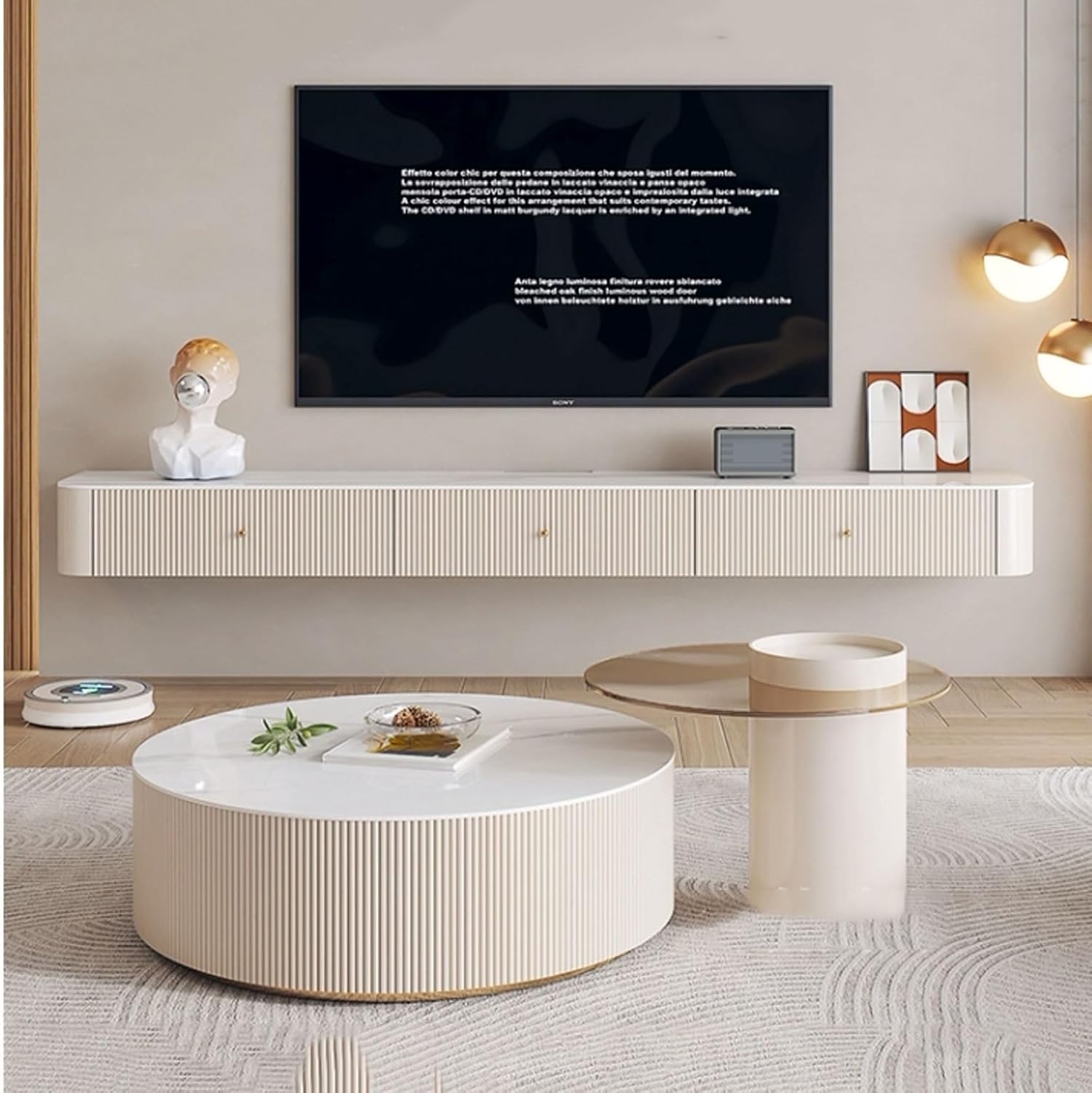 TV Stand TV Cabinet Modern Simple Floating TV Stand, Wall Mounted Hanging Entertainment Center and Cabinet Shelf, Luxury TV Console with Storage, Media Console for DVD Player, Space-Saving Under TV Sh