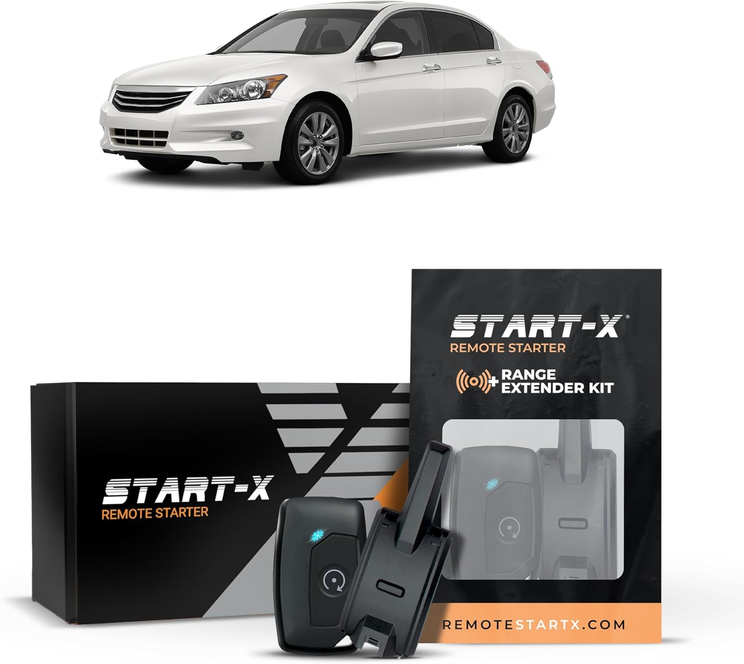 Start-X Remote Starter Kit + 2000ft 1 Way Range Extender for Honda Accord (2008, 2009, 2010, 2011, 2012) Vehicles with Key Ignition