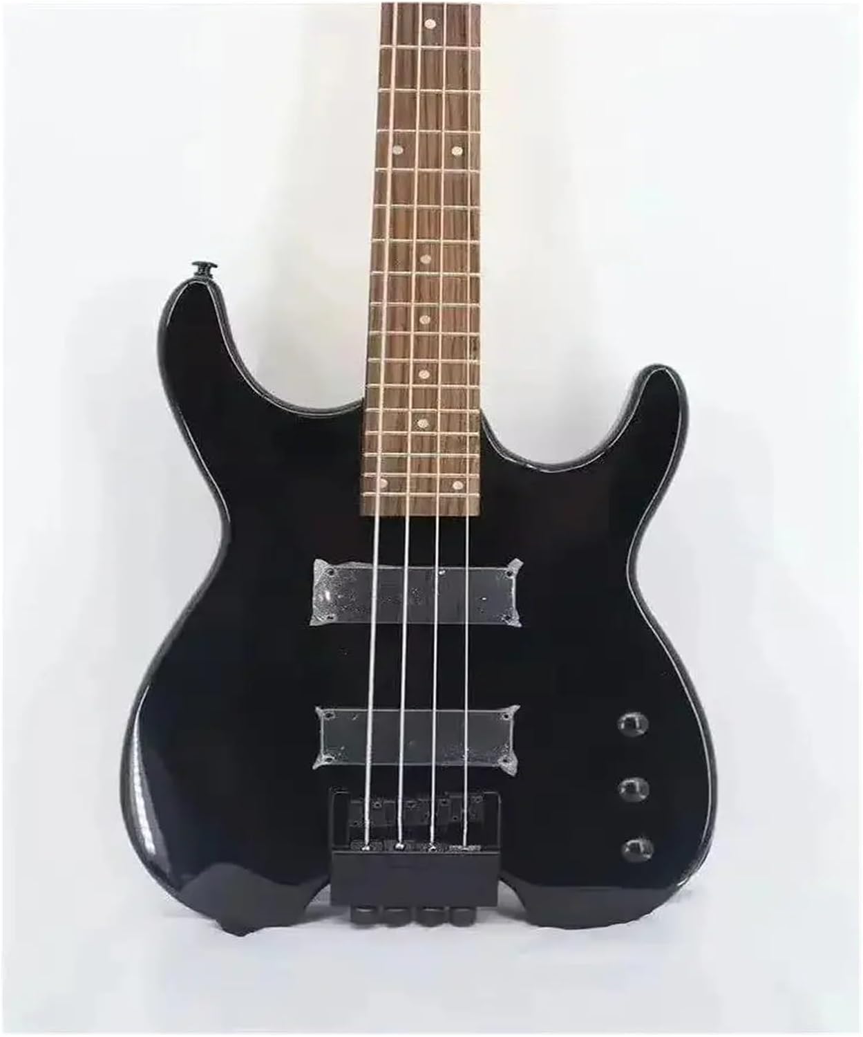 4-String Active Pickup Electric Bass Guitar Headless Design Black Finish
