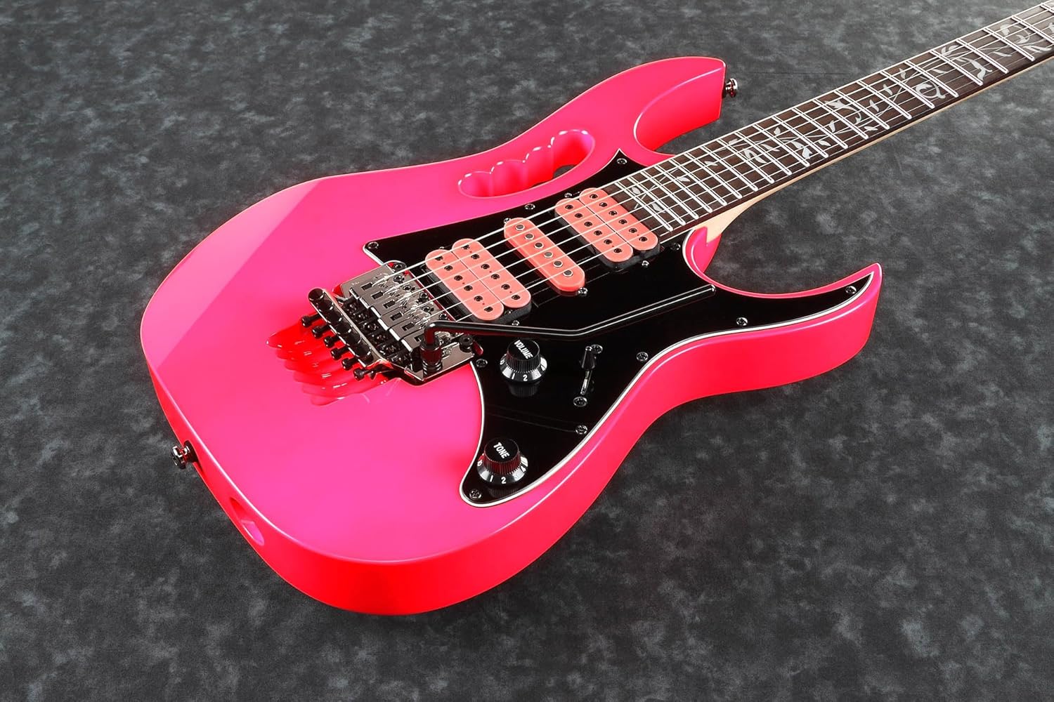 Ibanez JEMJRSP JEM Steve Vai Electric Guitar - Pink Bundle with Gig Bag, Tuner, Strap, Cable, Austin Bazaar Instructional DVD, and Polishing Cloth