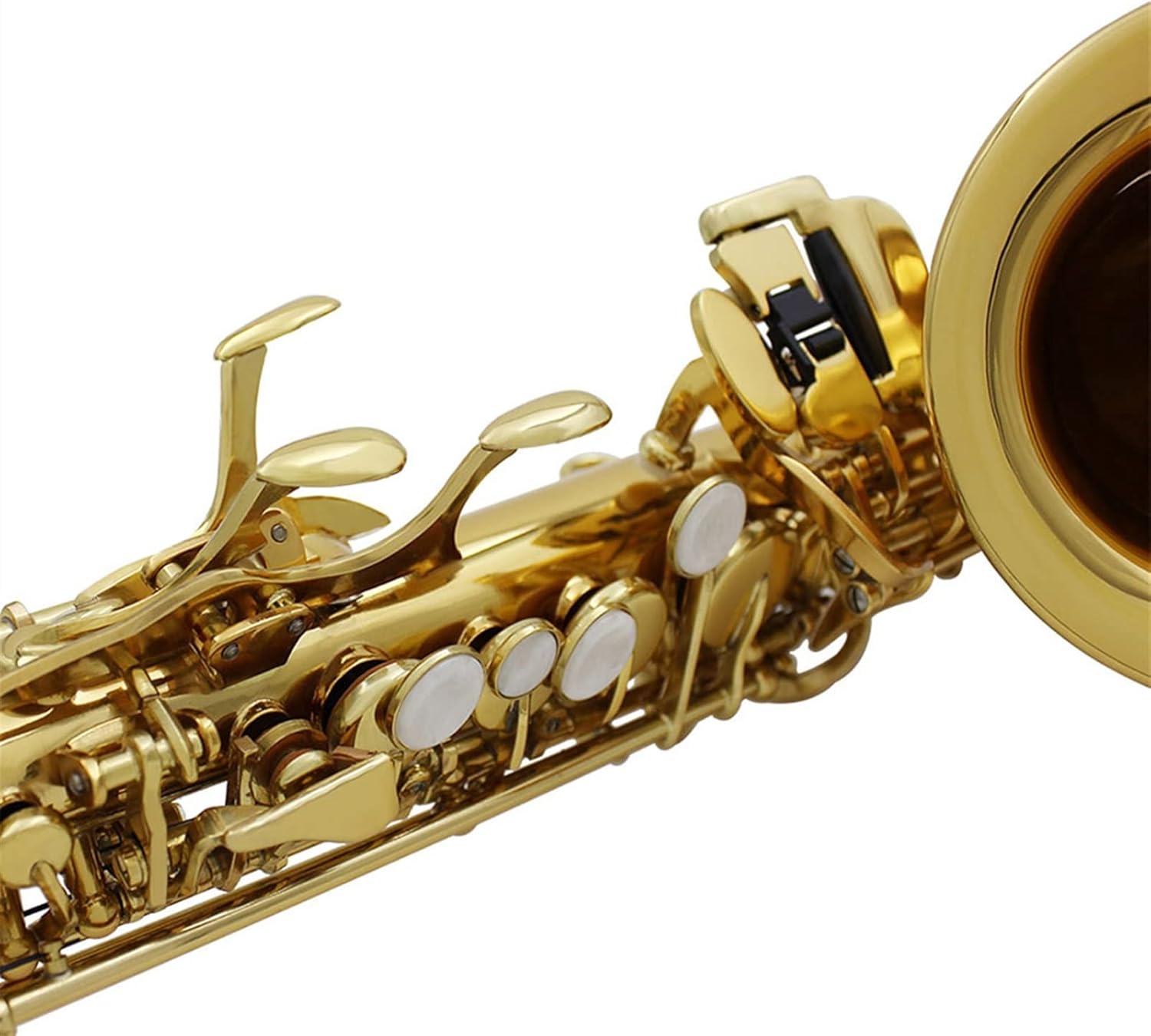 KESHUO Saxophone Brass Golden Carve Pattern Sax Pearl White Shell Buttons Mouthpiece Reeds Neck Wind Instrument Accessories Brass Sax Beginners Kit